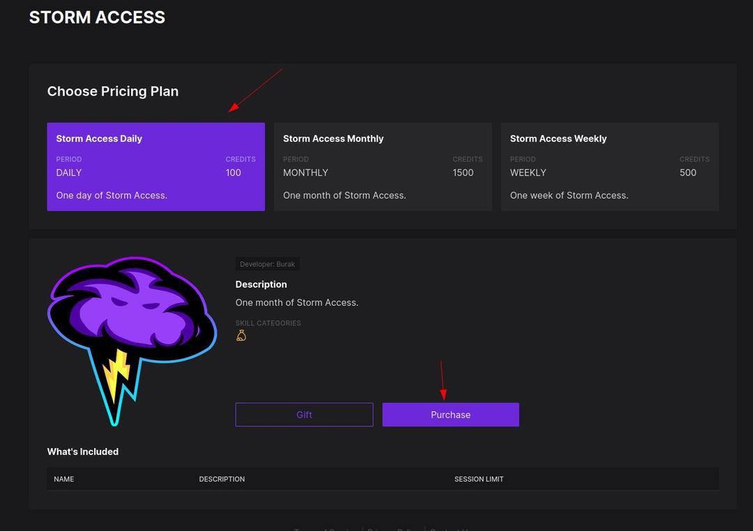 Storm client access plan