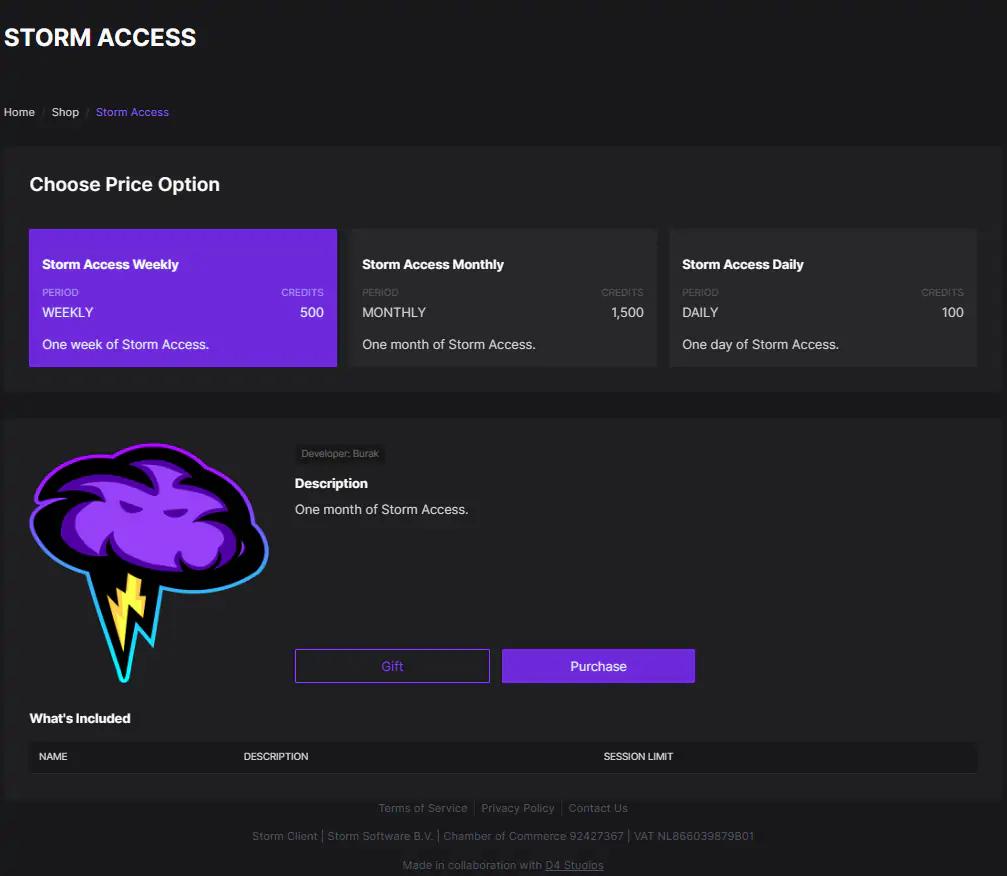 Purchase Storm Access