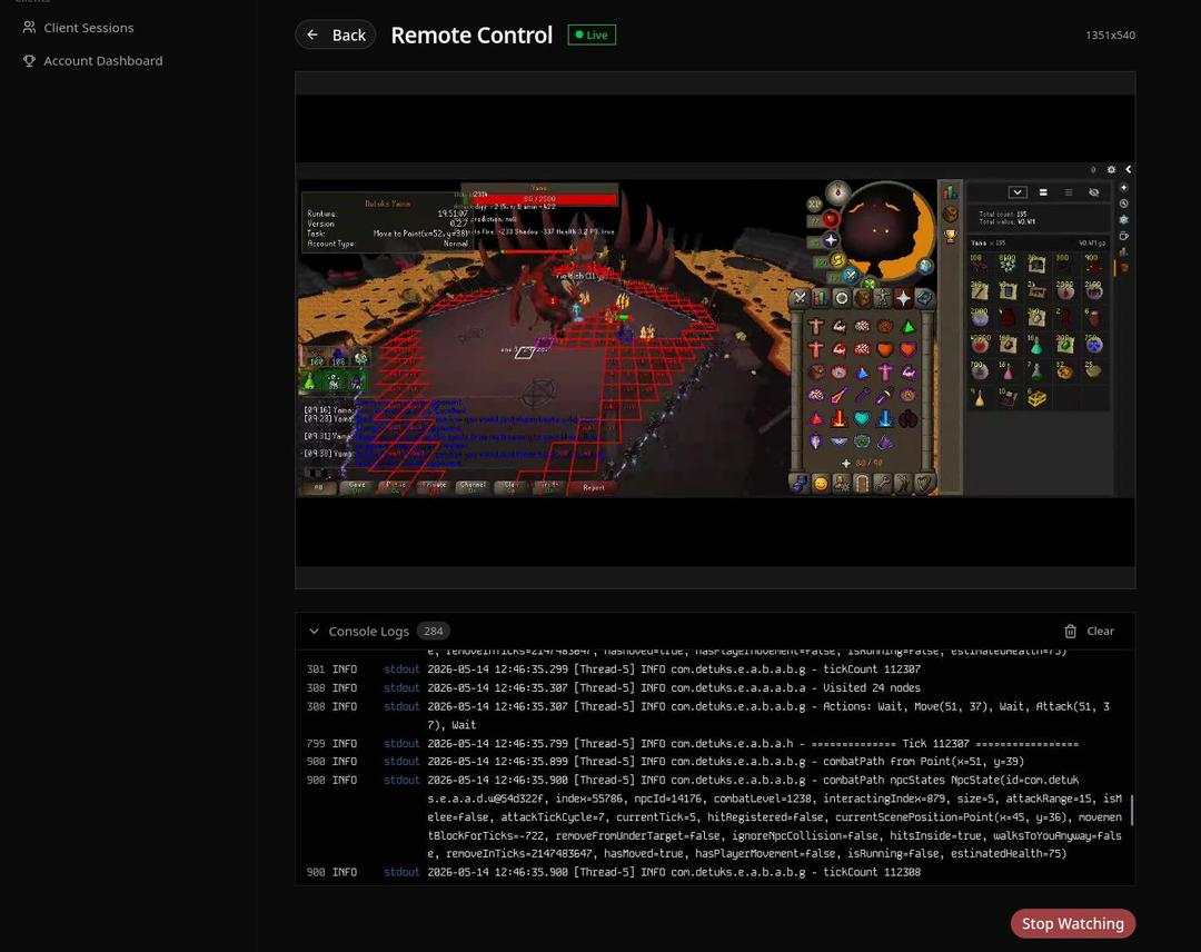 Detuks Client remote control page